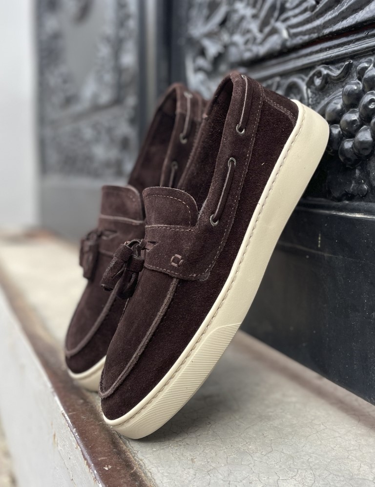 Huxley and Grace ανδρικά καφέ δερμάτινα loafers με tassels HG174191K φωτογραφία